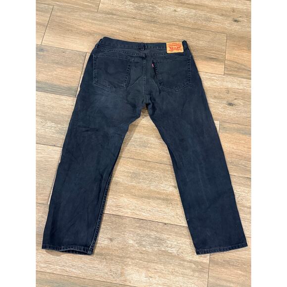 Levis 505 Jeans Mens 36x29 Black Denim Faded Straight Leg Classic Casual Adult - Picture 5 of 7